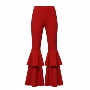 Elegant Red Flared Women's Pants